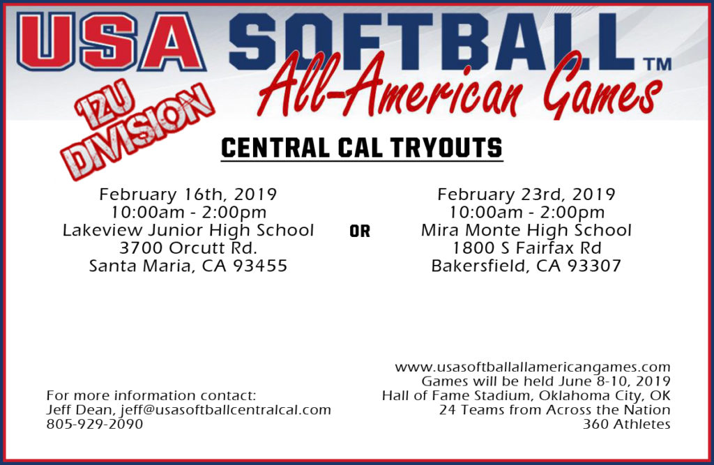 2019 All American Games Tryouts & Coach Application « USA Softball of